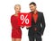 Man and woman with percent sign