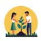 Man And Woman Planting Sprout