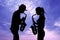 Man and woman play the saxophone