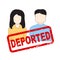 Man and woman portrait with deported stamp