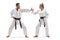 Man and woman practicing karate