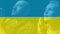 A man and a woman pray for Ukraine. Background of the Ukrainian flag. War in Ukraine. Hope for peace