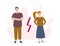 Man and woman in a quarrel. Couple turning away from each other. Flat colorful illustration. Family altercation.