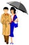 Man and woman in rain