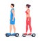 Man and Woman riding Electric hoverboards