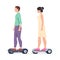 Man and Woman riding Electric hoverboards