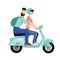 A man and a woman riding a scooter