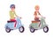 Man and woman riding scooters