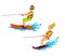 Man and woman riding waterski and wakeboard