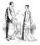 Man and Woman in Roman Clothing vintage illustration