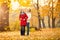 Man and woman in romance in park