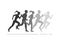 Man & Woman running. Set of silhouettes of running men and women. Vector.