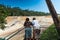 Man and woman on the Saltos del Monday in Paraguay.