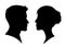 Man and woman silhouette face to face - vector