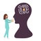 A man and a woman in silhouette with gears or cogs working in their brains labyrinth brain key to it,