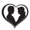 Man and Woman Silhouette in Heart Shape