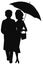 Man and woman in silhouette in rain