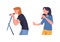 Man and Woman Singer and Musician with Microphone Performing Music on Stage Vector Set