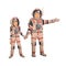 Man and woman in space suits holding hands. Astronauts couple, familly space travelling. Flat vector illustration