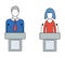 Man and Woman Speaker, Orator, Colorful Vector Icons.