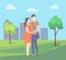 Man and Woman Standing Together in Citypark Vector
