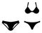 Man and woman swim wear icon symbol. Short briefs for man, and bikini for woman.