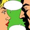 Man and woman talking comics retro style