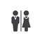 Man and Woman toilet icon vector, filled flat sign, solid pictogram isolated on white.