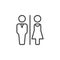 Man and Woman toilet line icon, outline vector sign, linear pictogram isolated on white.
