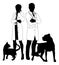 Man and Woman Vets Dog and Cat Pets Silhouette