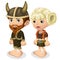 Man and woman in Viking costumes