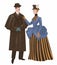 Man and woman wearing victorian epoch clothes