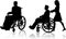 Man and woman with wheelchair