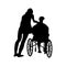 Man or woman in wheelchair silhouette