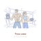 Man and woman working out in gym, bodybuilders couple lifting weight, dumbbells, fitness coaching service banner