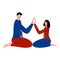 Man and women meditate together. A cuple spend time with each other and meditate to feel more relaxed