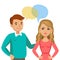 Man and women talking. Talk of couple or friends. Vector