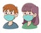 Man and women wearing surgical mask