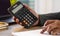 Man work Finance  Accounting Calculating Mathematic Economic Digital Device