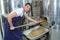 Man working with beer yeast