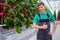 Man working in a greenhouse