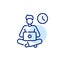 Man working at laptop. Remote office schedule. Pixel perfect, editable stroke line icon
