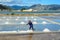 A man working on the salt field in Hon Khoi, Vietnam