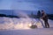 Man working with snow plough