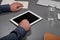 Man working with a tablet computer