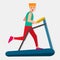 Man workout using treadmill vector illustration in flat style