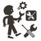 Man with Wrench Icon. Vector Tools Symbols