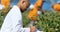 Man writing on clipboard in blueberry farm 4k