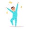 Man yawns and stretches. Vector. Cartoon.