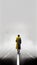 Man with Yellow dress walking on a foggy road, Generative AI illustration